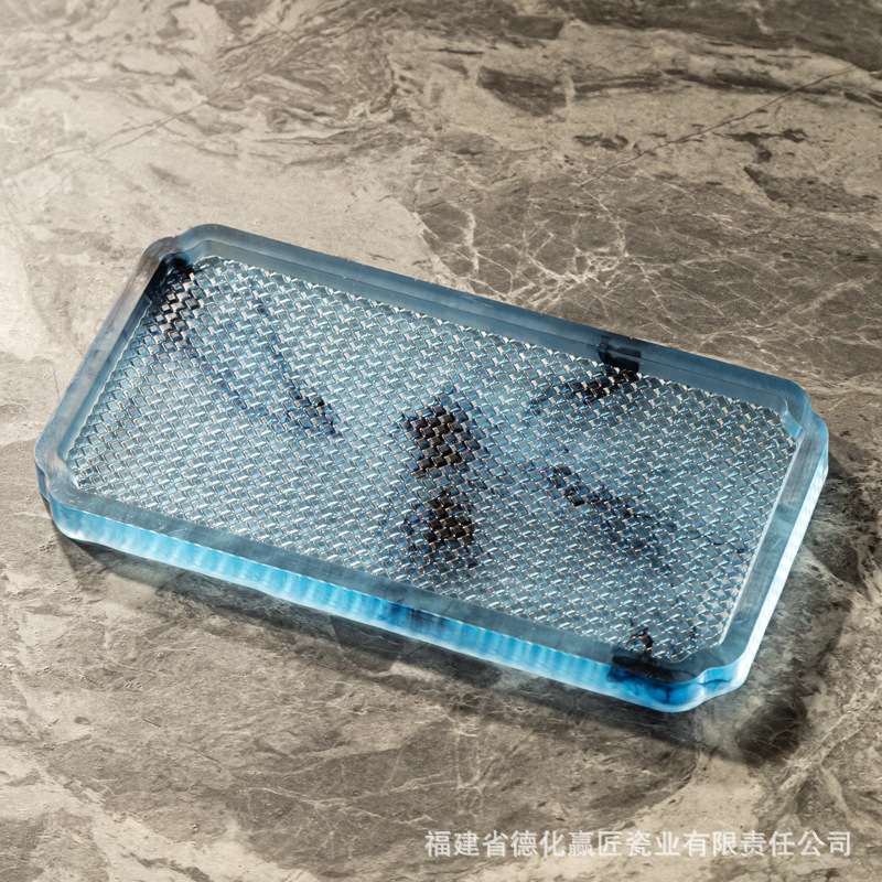 Wengjie tinta transfronteriza seca tabla de té bandeja de madera aislamiento térmico doméstico resina de soporte de goma simple bandeja de té multifuncional