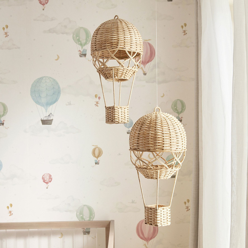 Nordic style children's room preschool place photography agency home decoration supplies hand-woven rattan hot air balloon Nordic style children's room preschool place photography agency home decoration supplies hand-woven rattan hot air balloon