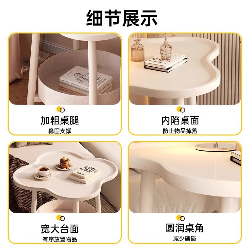 Mesa de cabezal de cama de hierro forjado almacena estantes para el dormitorio doméstico 2025 nuevo pequeño creativo cabezal de cama de aire de crema pequeño borde