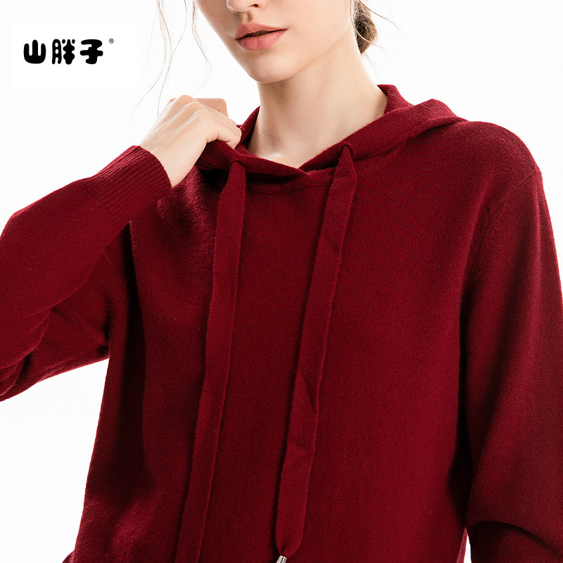 Inner Mongolia 100 Pure Cashmere Hooded Women's Pullover Autumn and Winter Loose Knitted Women's Cashmere Sweater Jacket Sweater