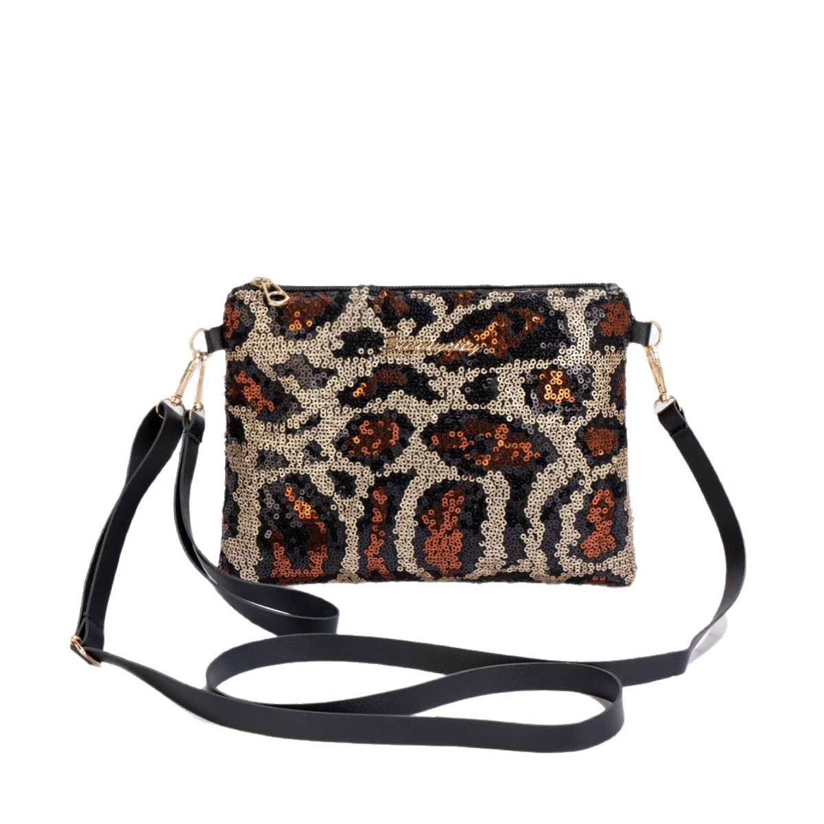 Nueva bolsa de leopardo, nueva bolsa de cena con cremallera de diafragma, cadena de moda de alto nivel, bolso de mano de hombro para mujeres.