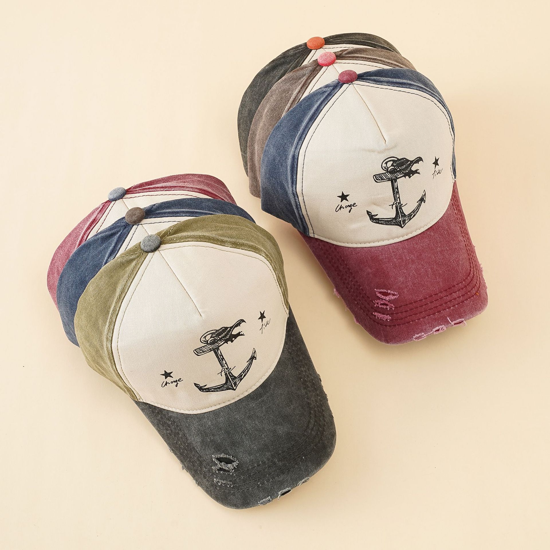 Verano nuevo lavado desgastado sombrero de béisbol hombres y mujeres estilo coreano sombrero de sol casquillo enarbolado