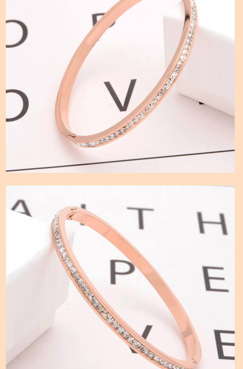 Round Diamond Inlaid Titanium Steel High-end Feel Ins Niche Design, Simple And Cool Style Bracelet_voghion.com