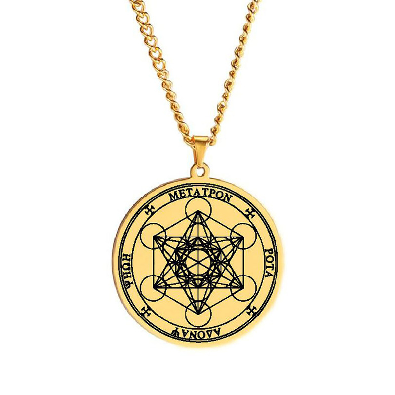 Furnace plated real gold Metatron guardian archangel Metatron amulet stainless steel pendant necklace
