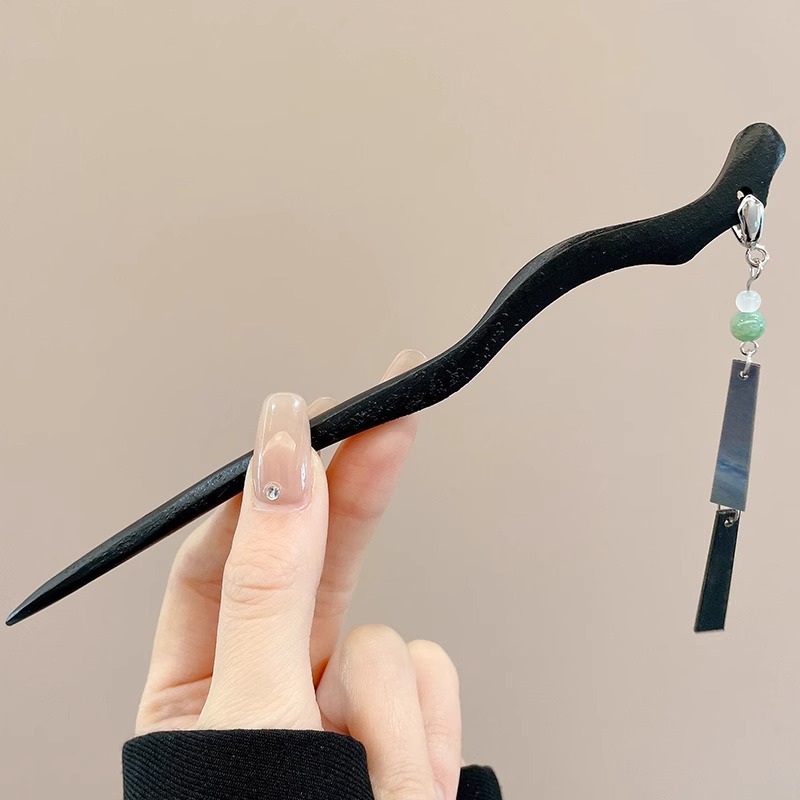 Horquilla de flores con flecos de estilo antiguo, temperamento femenino de alto nivel, escalón, horquilla de Hanfu, horquilla de cabello en la parte posterior de la cabeza, tocado de horquilla