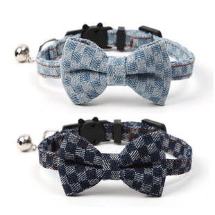 Amazon's Hottest Pet Collar, Cat Bell Collar, Plaid Cute Teddy Dog ​​Collar, Small and Medium-Sized Puppies