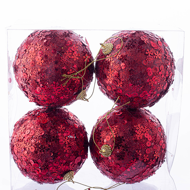 Árbol de Navidad rojo colgante bola Navidad fiesta 10cm espuma Navidad bola lentejuelas decoración del hogar colgante adornos