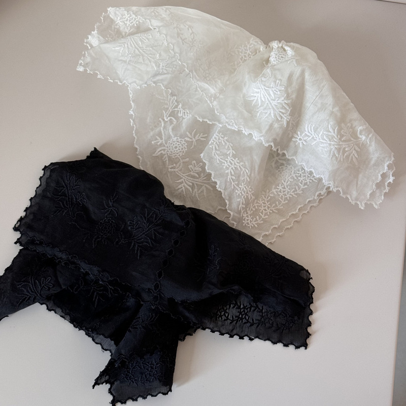 徐璐同款纯欲白色蕾丝方巾发圈女高级感韩系扎发头花发饰百搭头绳|undefined
