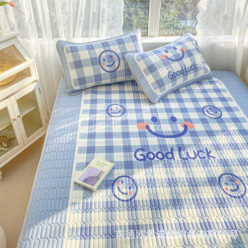 Thailand Latex Cooling Mat Three-Piece Set Summer Air Conditioner Soft Mat, Foldable and Washable, Large Cartoon Ice Silk Mat for Wholesale