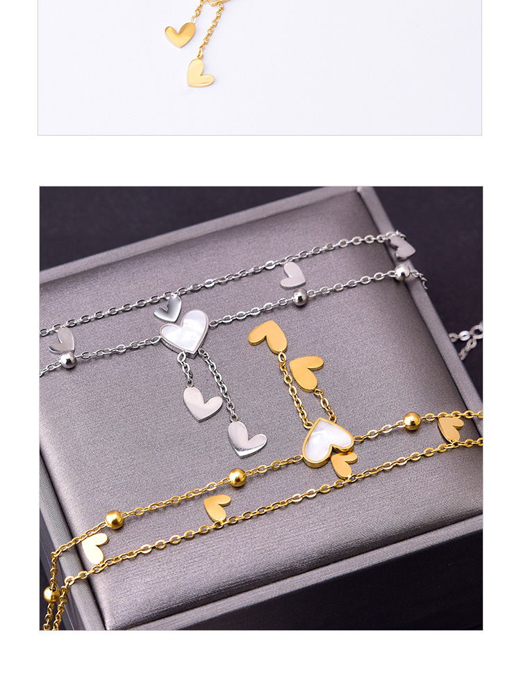 Heart Shape Pattern Women'S Gender Wholesale Jewelry Sweet Heart Shape 304 Stainless Steel Shell 18K Gold Plated Inlay Anklet