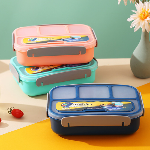 Amazon four-compartment plastic lunch box student office worker lunch box cross-border microwaveable lunch box bentobox