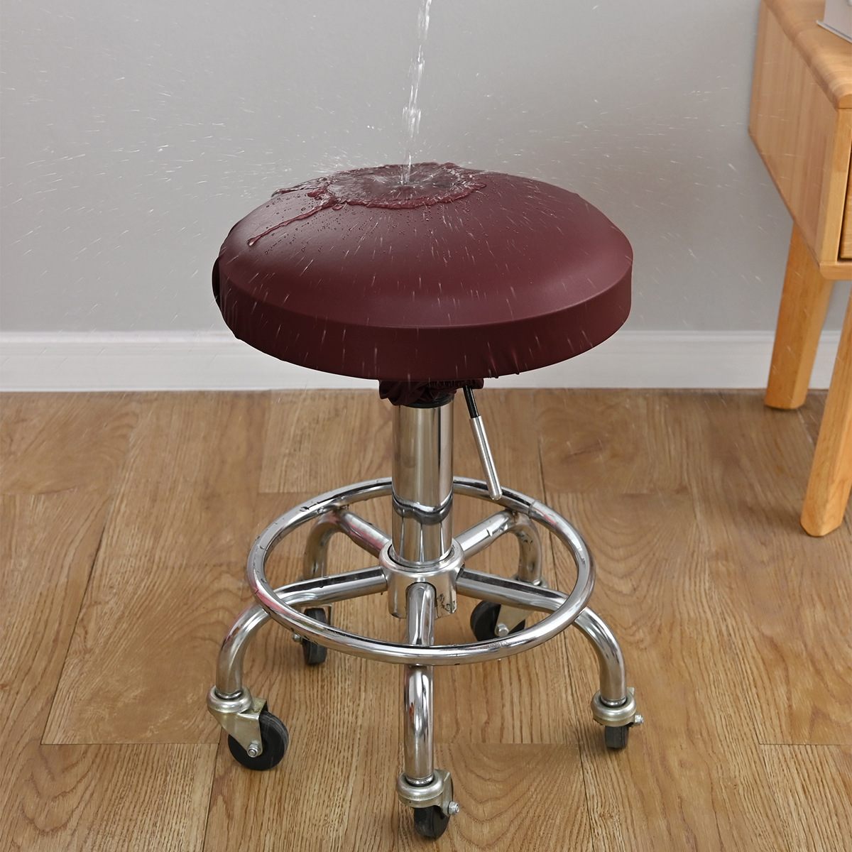 Funda de taburete redonda impermeable de cuero PU para dropshipping transfronterizo de TEMU, funda para silla elevadora de bar, salón de belleza y barbería.