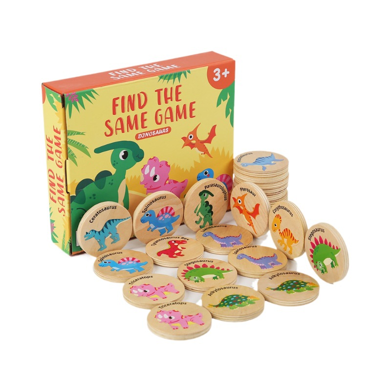 Nuevos productos transfronterizos Educación temprana para niños Rompecabezas de dinosaurios Coincidencia de cognición Encuentra diferencias Coincidencia de tráfico digital Encuentra lo mismo