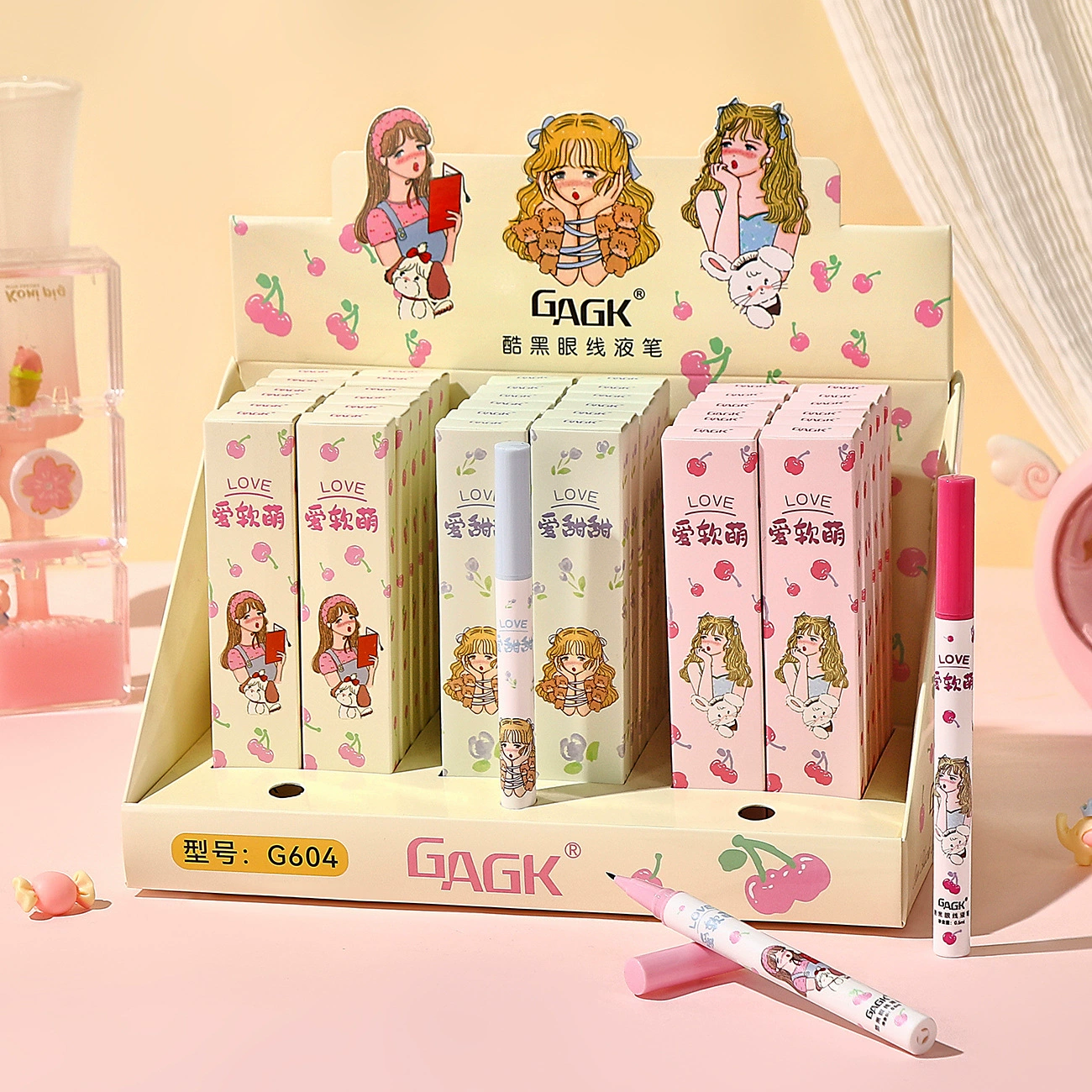 GAGK Cartoon cute waterproof eye pencil, stand, makeup primer, long-term effect, no smudge, wholesale