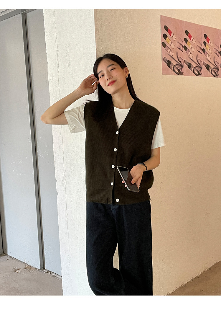 木兰时髦复古小马甲开衫女2023春季新款韩版简约针织上衣女 21507详情17