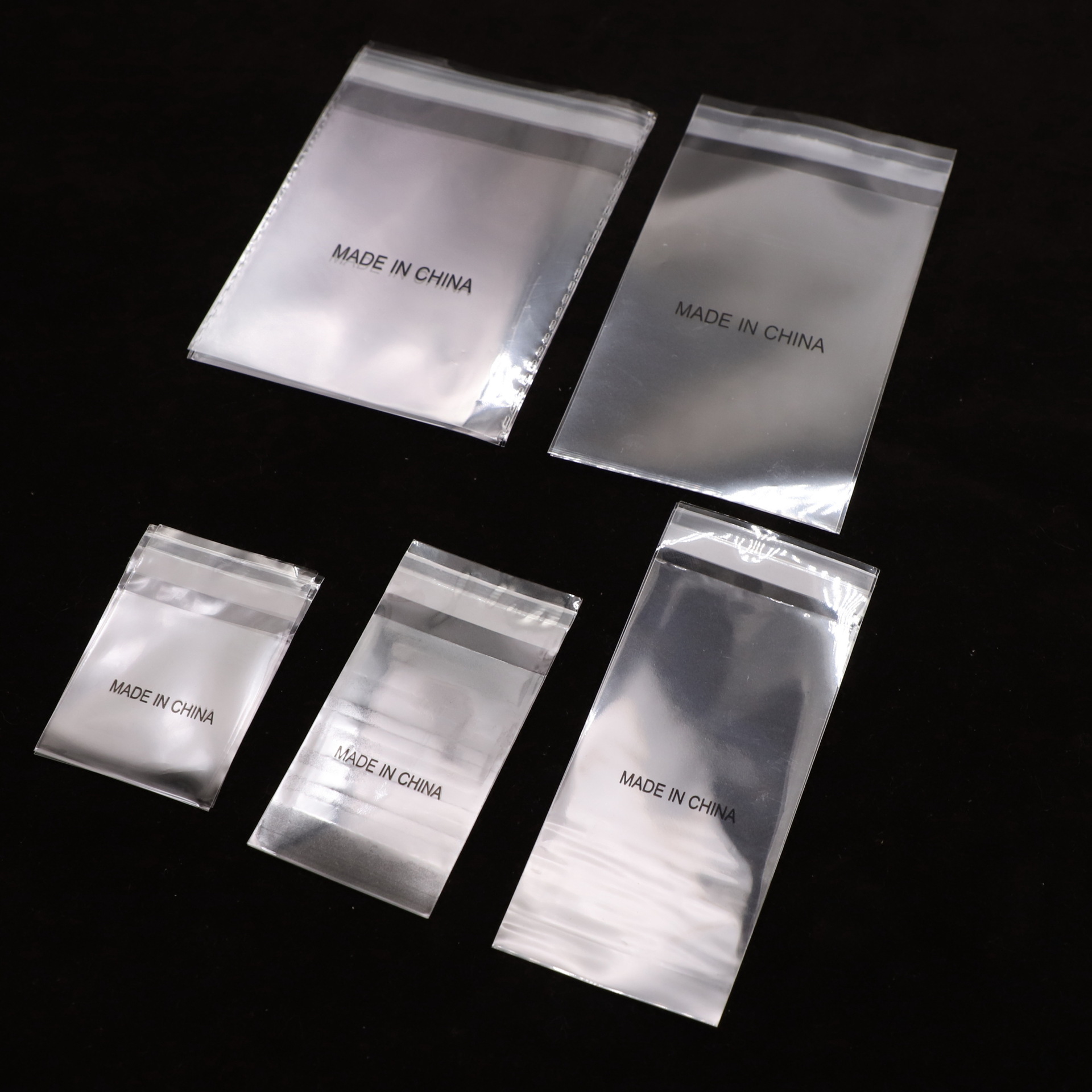 东莞现货批发打印MADE IN CHINA透明OPP粘贴封口袋迷你5*5小PP袋