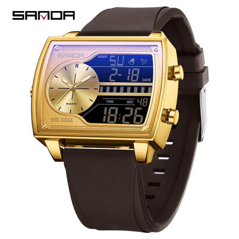 SANDA reloj electrónico de transmisión en vivo popular reloj electrónico de hombre nocturna multifuncional reloj electrónico de cuarzo
