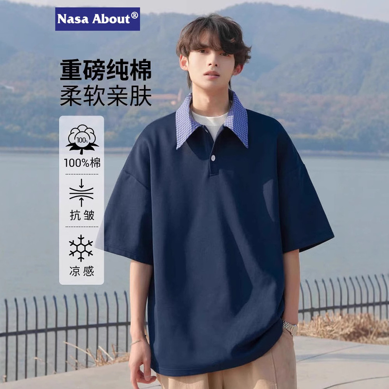 NASA Summer Lel Polo Shirt Short-sleeved T-shirt Breathable Thin 2025 New Loose Casual Trendy Brand Men's T-shirt