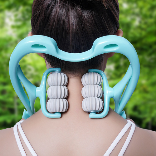 Cervical spine massager manual neck clamp multi-function kneading roller 6-ball shoulder and neck relaxation rich bag massager