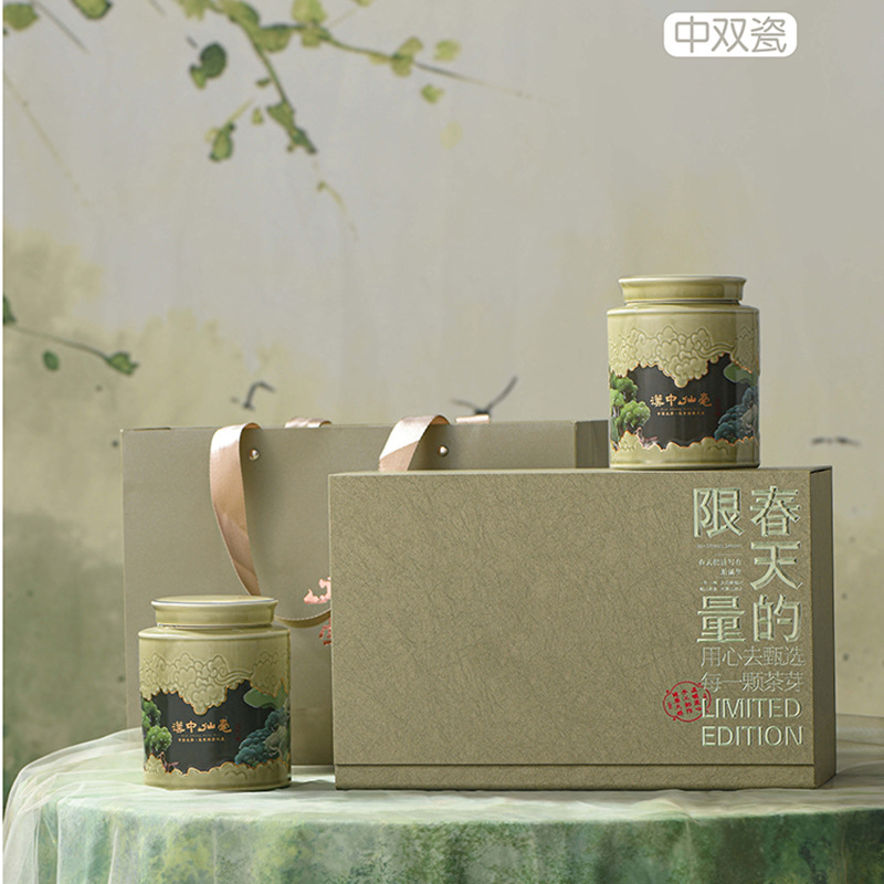 新款高档陶瓷罐茶叶包装盒空礼盒明前龙井碧螺春通用绿茶包装空盒