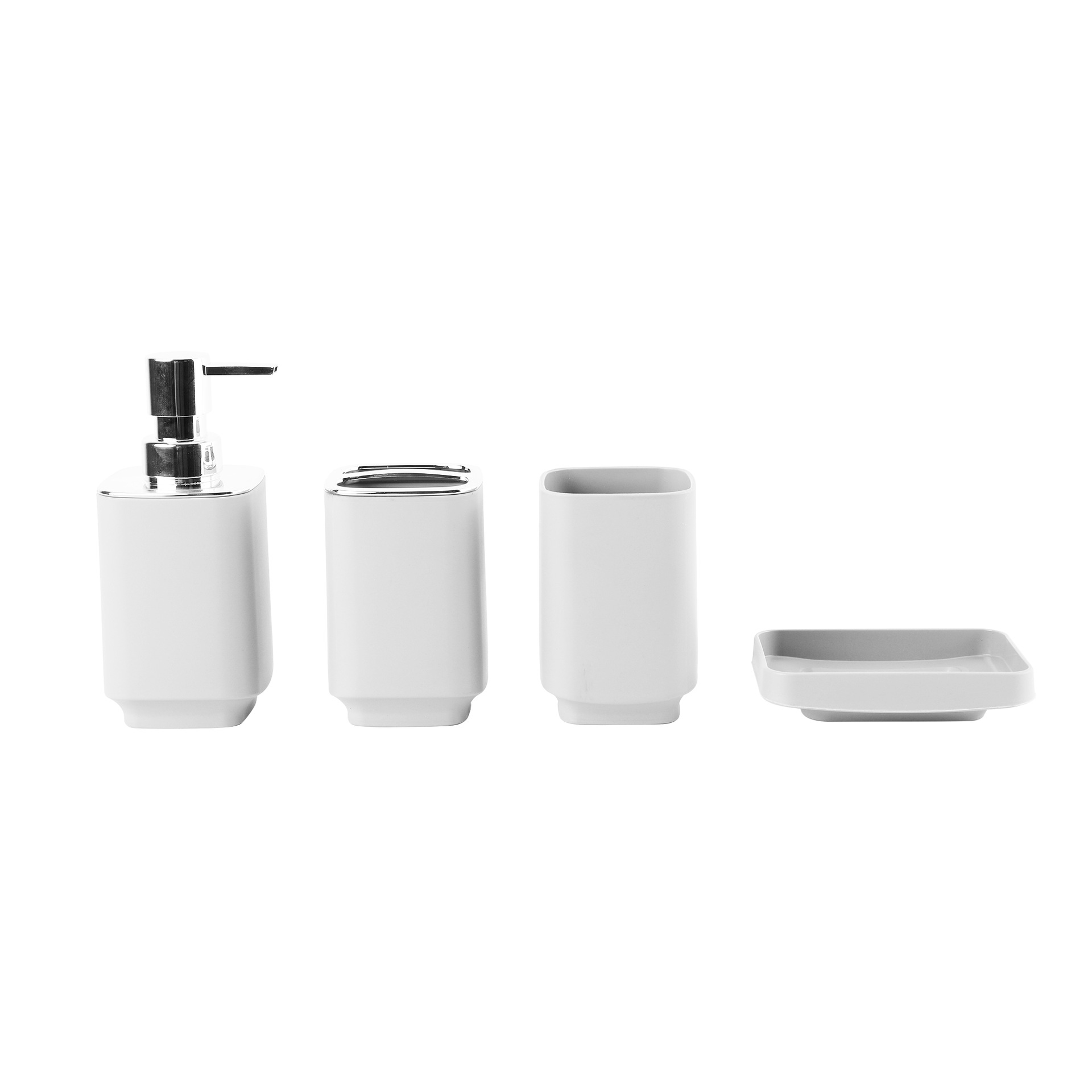 Baño suministros de cuatro piezas cuadrado galvanoplastia enjuague bucal taza cepillado rack caja de jabón baño almacenamiento baño lavado traje