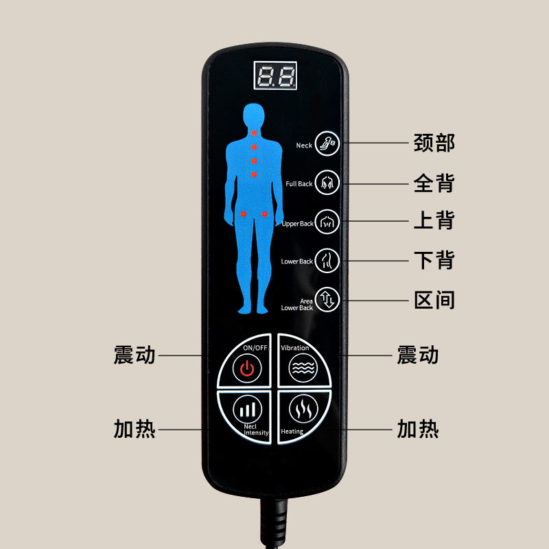 跨境按摩靠垫颈部腰部自动多功能家用按摩仪智能靠垫电加热按摩椅|undefined