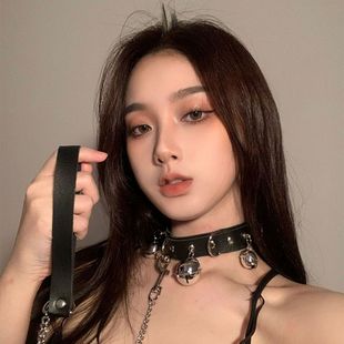 chocker Women's Collar Bell Neck Strap Chain Collar Men's Clavicle Chain Neck Ring Necklace Neck Chain Collar Leather
