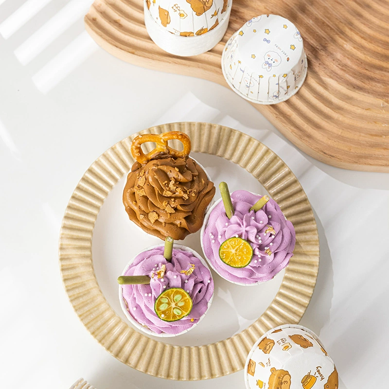 Печатные силиконовые формочки MeiDi Christmas Cupcake Cartoon Rolled-Edge Muffin Cups, термостойкие бумажные формочки для выпечки, упаковка 50