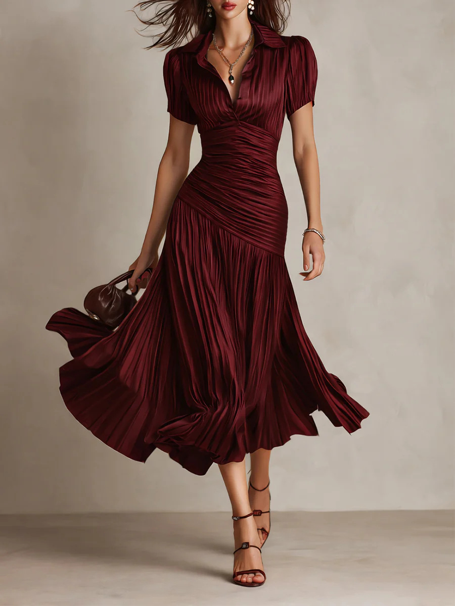 Elegantes Gestreiftes Satin Patchwork Kleid Für Den Urlaub_voghion.com