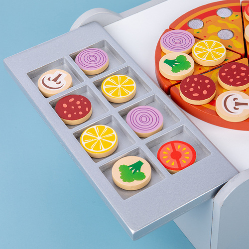 Children's simulated wooden pizza oven pizza kitchen play house early education educational toys 3-6 years old
