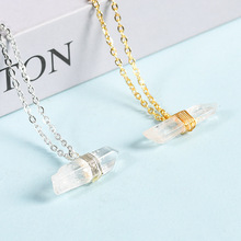 亚马逊热销缠丝水晶牙不规则原石吊坠创意简约女士手工制作项链