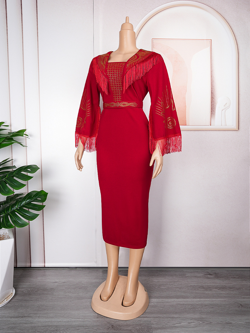 Women's Clothing plus size commuting tassel dress_voghion.com