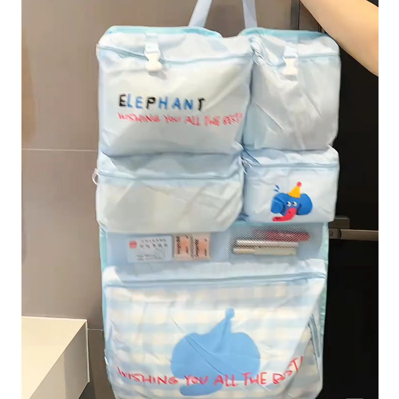 可爱六合一衣物收纳袋行李箱衣服整理包内衣内裤旅行出差便携挂袋|undefined