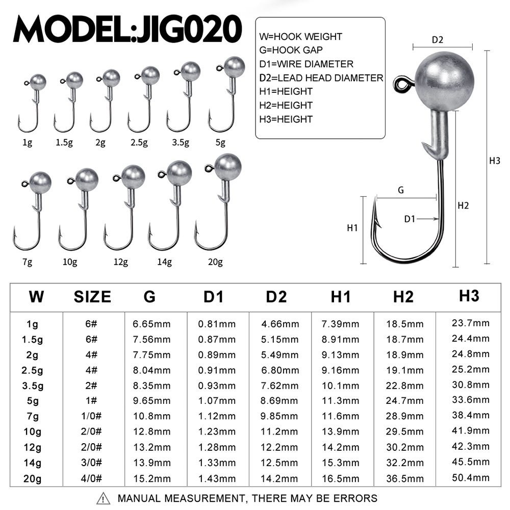 鋒利鉛頭鈎 軟餌配重鈎1-20g軟蟲鈎JIG HOOK鱸魚魚鈎路亞魚鈎批發