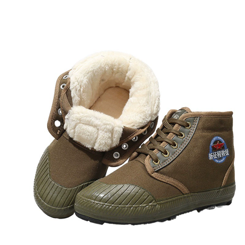 Аварийно-спасательная хлопчатобумажная обувь, зимние бархатные теплые рабочие водонепроницаемые хлопчатобумажные нескользящие износостойкие горные зимние ботинки с защитой от запаха