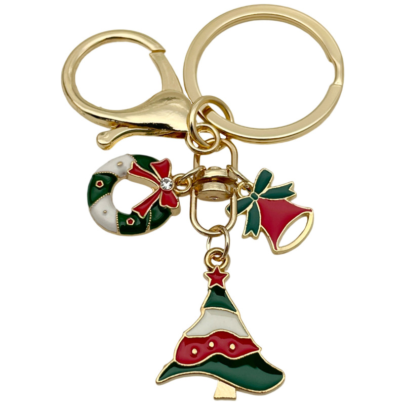 クロスボーダーサンタクロースの日クリスマスツリーデーかわいいキーホルダー合金キーチェーンバッグペンダントジュエリー小さなギフト|undefined