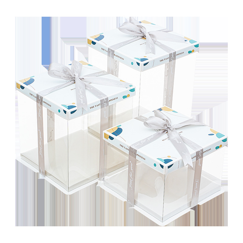 Caja transparente para pastel de cumpleaños, caja de embalaje de 6, 8, 10, 12 pulgadas, de una o dos capas, alta transparencia, base simple y gruesa, embalaje individual.