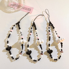 ins愛心鏈條串珠掛件鑰匙扣韓系小眾設計掛繩通用手機鏈ccd相機女