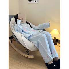 甜美可爱少女简约睡衣女秋季新款长袖长裤宽松可外穿家居服套装潮