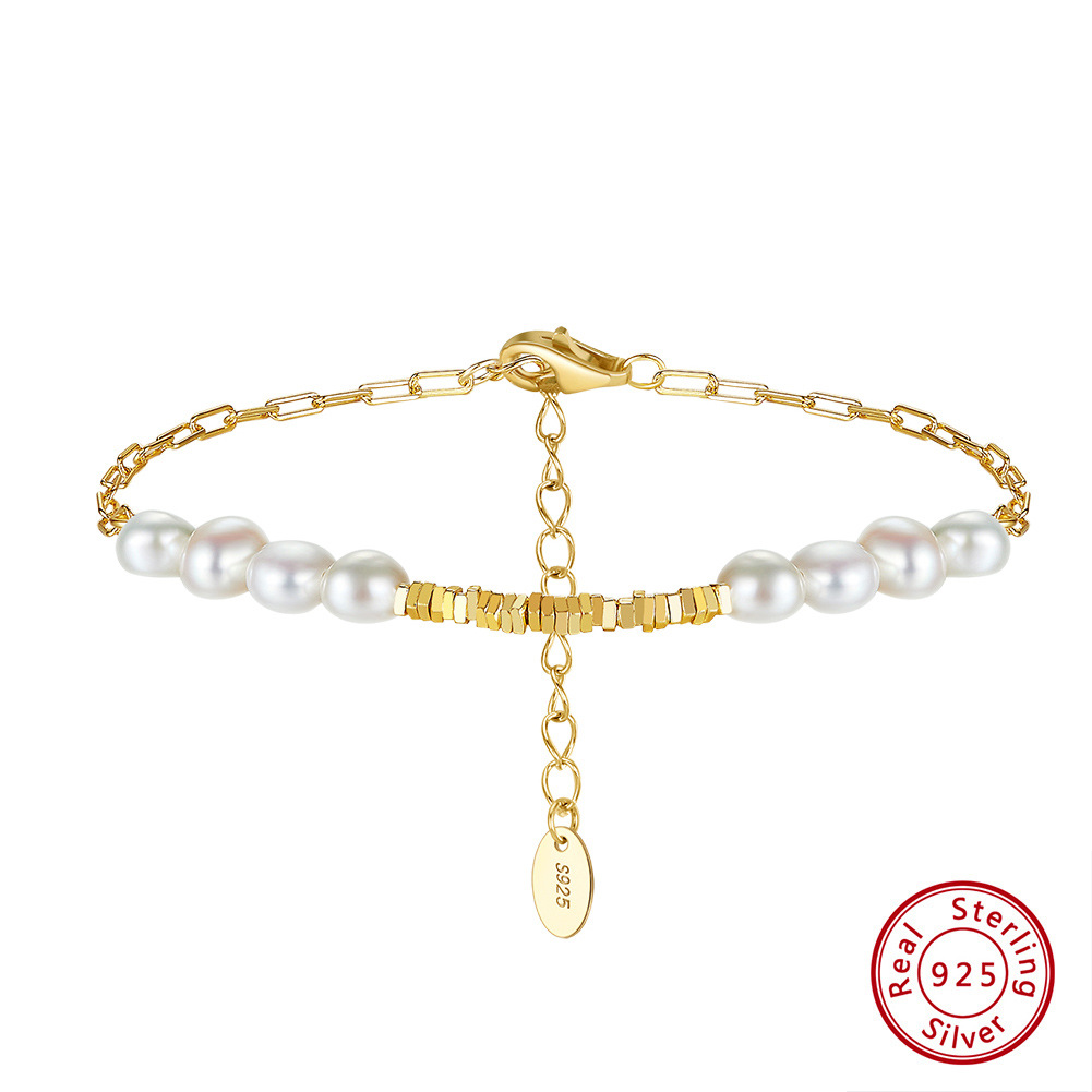 2g Weight 0.03µm Gold Plating Thickness Electroplating Gold Plating Process Spring Ring Trigger Clasp Closure Clasp Closure Type 14K Real Gold Plated, Platinum Plated Plating Material 925 Sterling Silver Pendant Material Stone-Free Inlay Material Bracelets Classification 925 sterling silver Chain Material Beaded Chain Chain Type 1 Piece Quantity Daily Occasion 925 Sterling Silver, Freshwater Pearl Material Geometric Pattern Women's Gender Simple Style Style Plating Craft 925 Sterling Silver Freshwater Pearl  Bracelets Simple Style 27