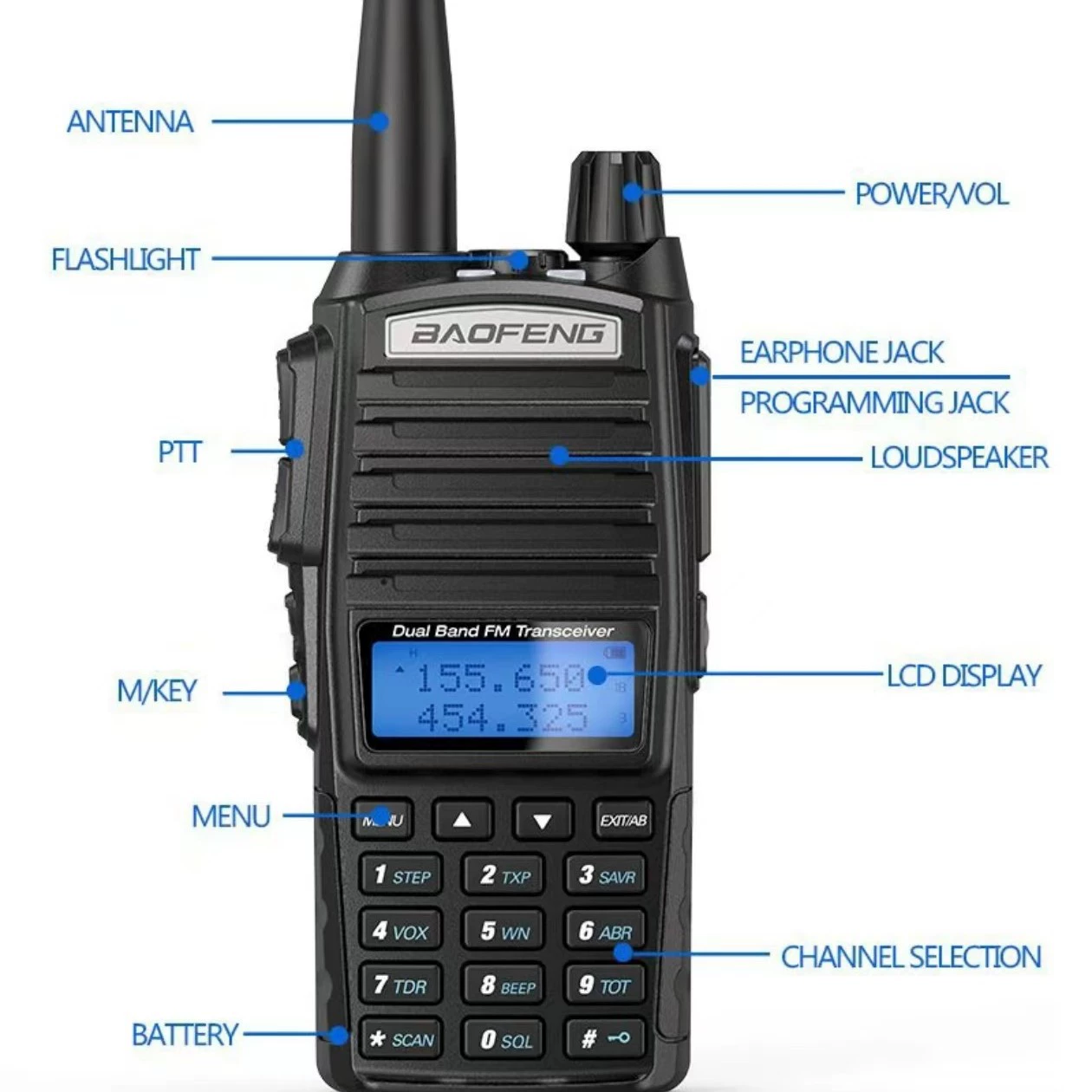 Ручной рации (Baofeng UV-82) — двойной диапазон, 5Вт/8Вт, 128 каналов, варианты 2800 мАч