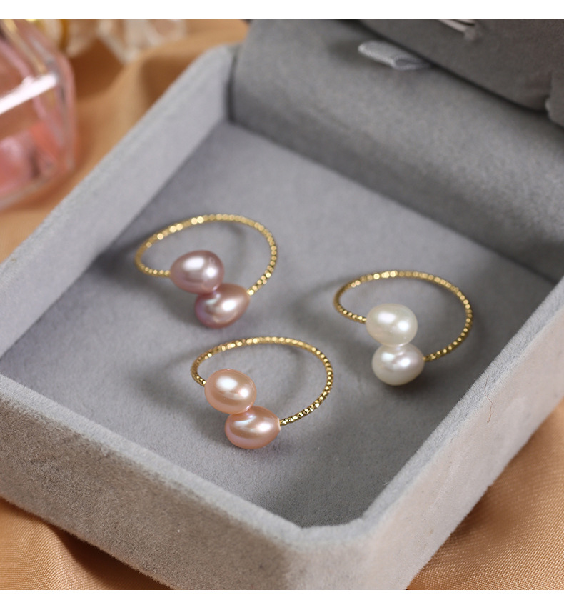 Wholesale Elegant Simple Style Geometric Freshwater Pearl Copper Rings display picture 4