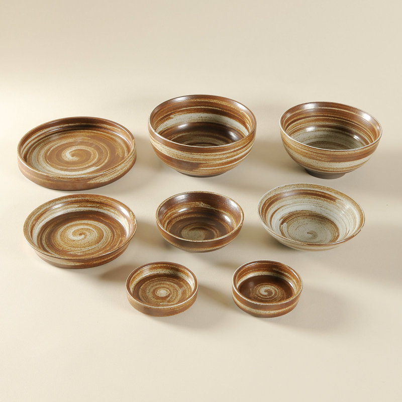 Jiutian Rustic Pottery Bowl for Home Use, Rice Bowl, Japanese Retro Tableware, Hotel Restaurant Noodle Bowl, Soup Bowl, High-Value Plate