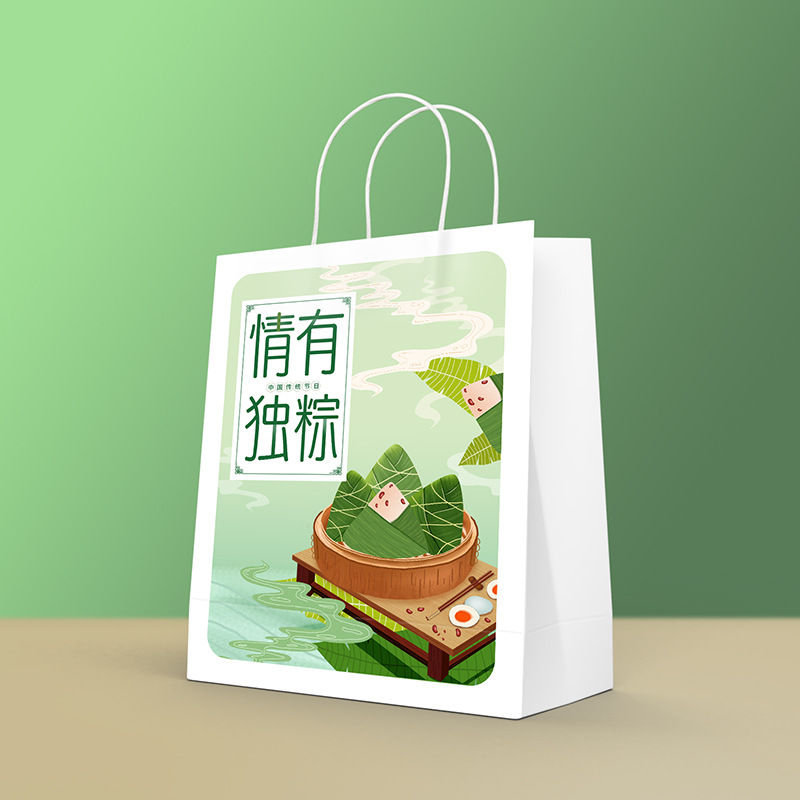 Dragon Boat Festival zongzi regalo Kraft bolsa de papel creativo bolsa de regalo snack embalaje bolsa de papel portátil en stock al por mayor