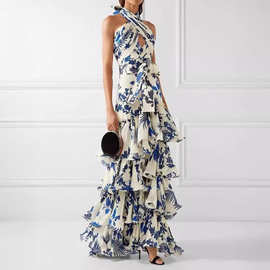 Boho sleeveless halter cake dres波西米亚洛里塔无袖挂脖蛋糕裙