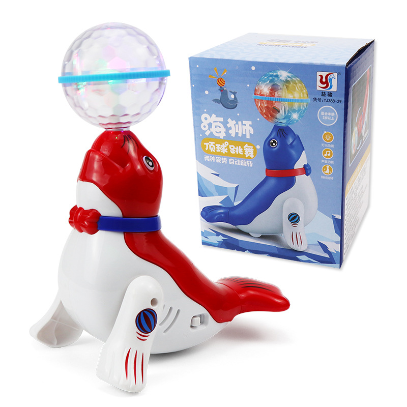 Caliente juguete eléctrico de los niños bola superior mar León cachorro luz música baile proyección sello delfín y niñas bebé