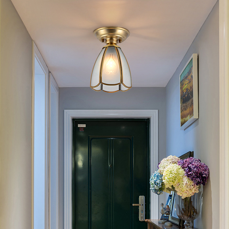 [Selección estricta] lámpara de pasillo de cobre estrella americana en el balcón de entrada lámpara de techo lujosa luz roja