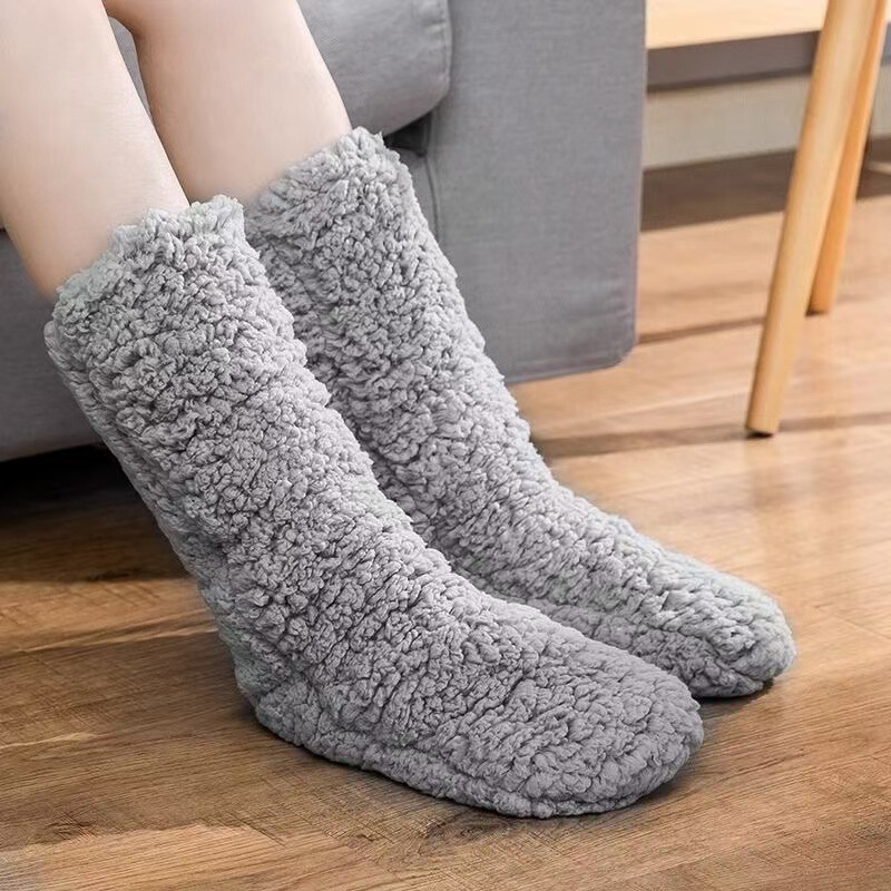 Foot Warm Socks Women's Autumn and Winter fleece-lined Thickened Warm Floor Socks Adult Sleep Sleeping Socks Coral Fleece Moon Socks