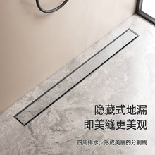 定制304316不锈钢隐形可镶砖潜水防臭艇地漏酒店长方形大排量地漏