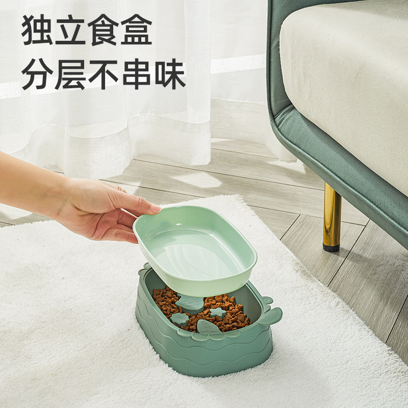 Mascota gato tazón cangrejo forma Slow Food Bowl extraíble mascota doble tazón anti-choke perro comida conjunto anti-golpe perro tazón de arroz